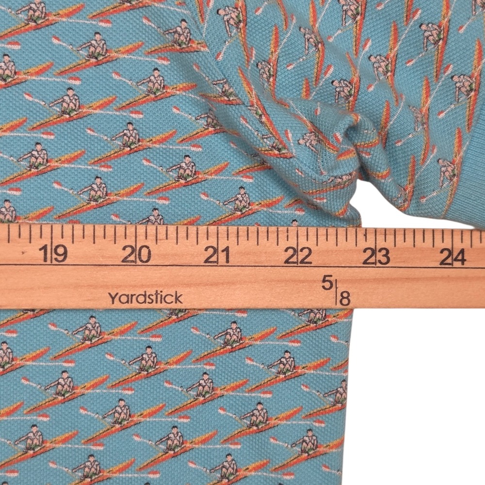 Vtg Polo Ralph Lauren All Over Print Rowing Polo Shirt Mens XL Blue Sculling - Picture 8 of 10